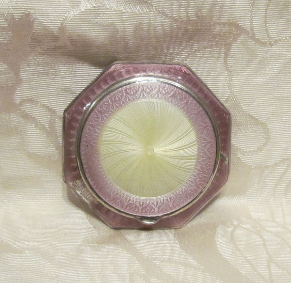 Finberg Guilloche Enamel Compact 1920s Lilac Silver FMC