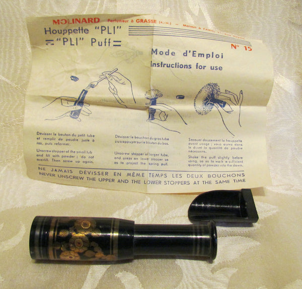 French Brevet Houppette PLI Down Powder Puff By Molinard Complete In Original Box