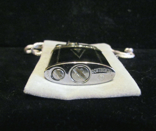 Art Deco Pocket Lighter Continental Silver & Black Enamel 1940's Purse Lighter Excellent Working Condition