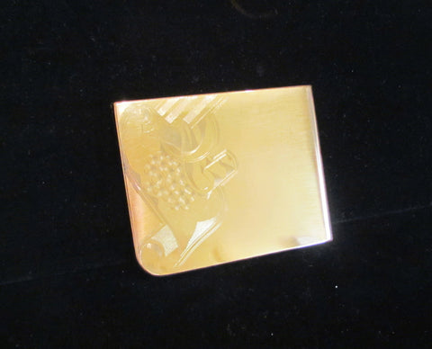1940's Elgin Cigarette Case Gold Business Card Case Etched Pattern