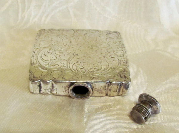 Antique Silver Perfume Flask Victorian Nickel Silver Snuff Bottle