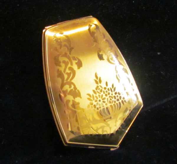 1940s American Beauty Powder Mirror Compact Art Deco Floral Fantastic Condition