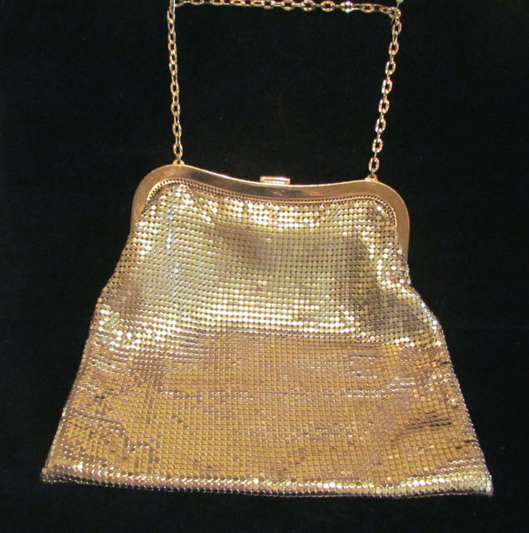 Whiting & Davis Gold Mesh Purse Rhinestone Clasp Vintage Art Deco Purse EXCELLENT CONDITION