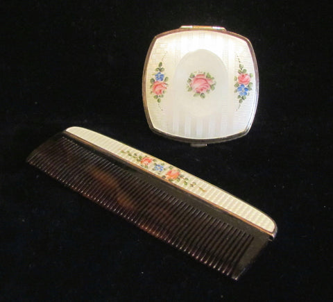 1930's Finberg Guilloche Compact & Comb Set Excellent Condition