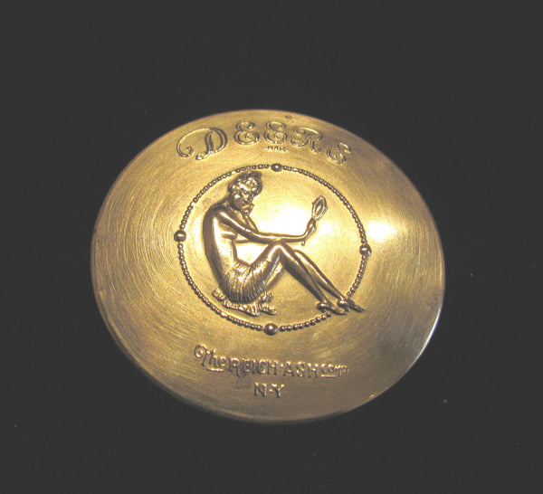 Deere Art Nouveau Gold Compact Box 1920s Nude Powder Tin Rare