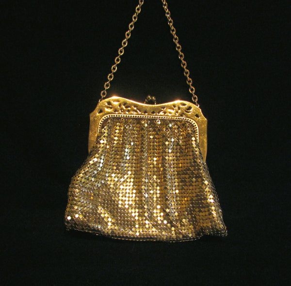 1940s Whiting & Davis Purse Gold Mesh Evening Bag Wedding Bridal Handbag Excellent Condition Boxed
